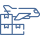 Icon Flugzeug mit Paketen / Symbolbild für Frachtabteilungen