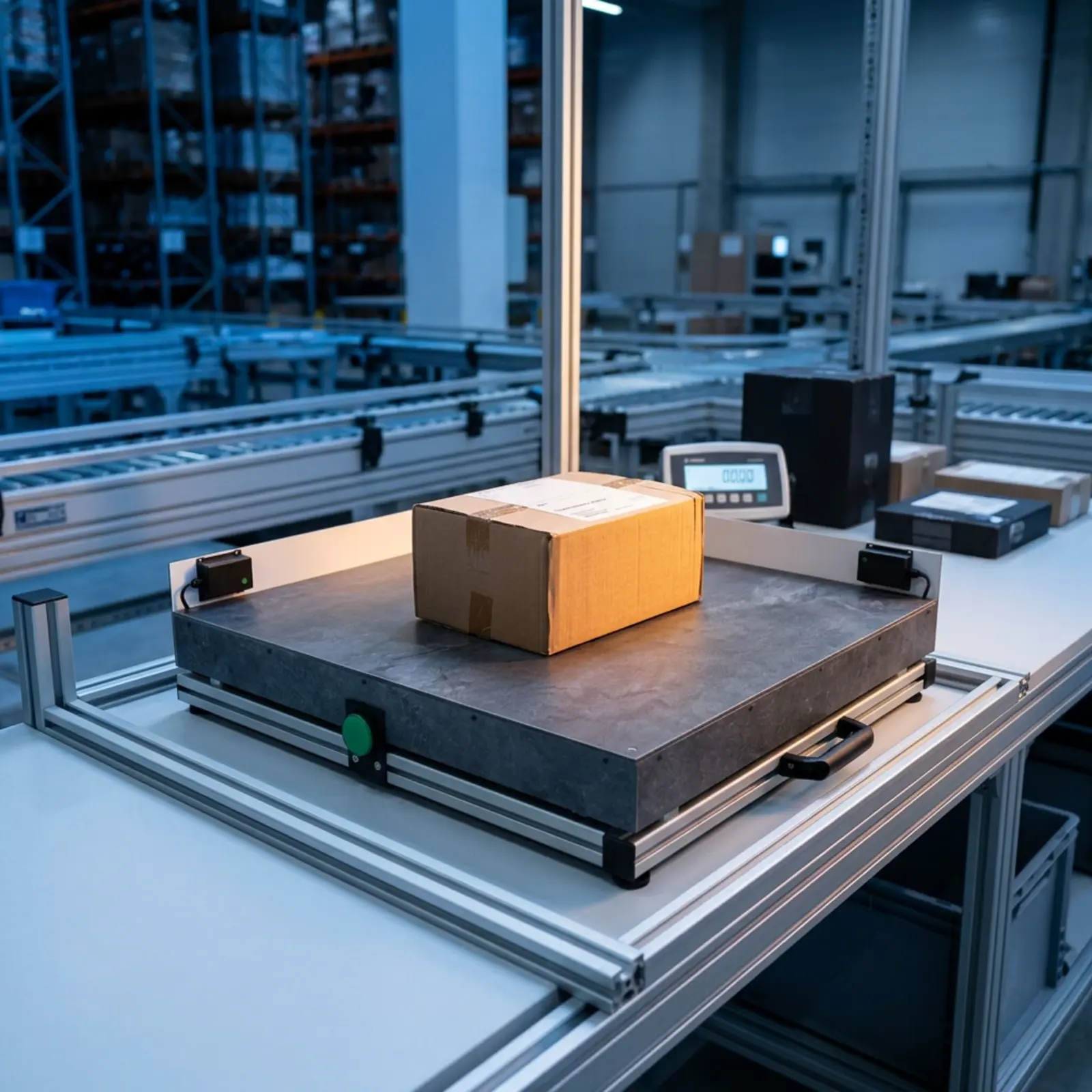 Industrial Product Photography: A series of standardized cardboard boxes with matte surfaces